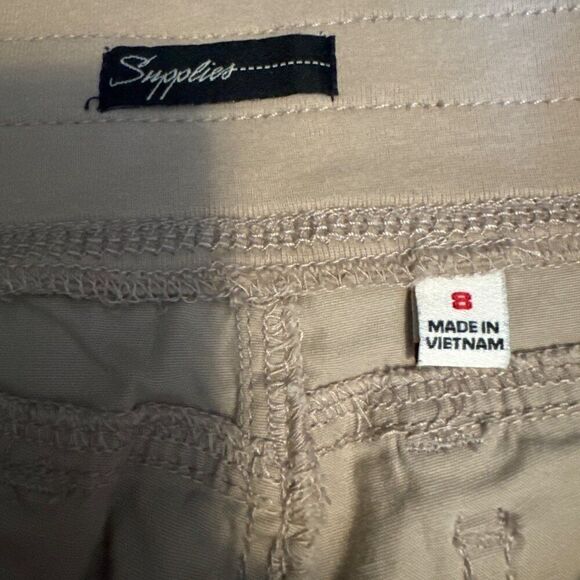 Synpolies womens Cargo Pants 8 Beige Cotton Spandex Drawstring Waist Made In Vie - Picture 4 of 8